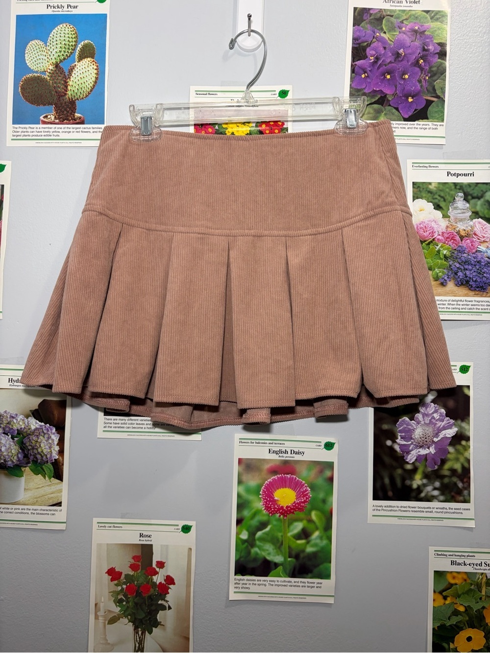 Windsor Mauve-Taupe Corduroy Pleated Mini Skirt